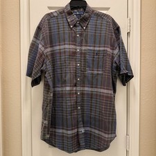 Ralph Lauren Short Sleeve Button Up Shirt Men s XL Multicolor Plaid Polo Logo