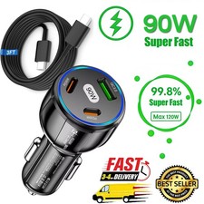90W Super Fast Charging PD USB Car Charger For Samsung Galaxy S26 S25 S24 Ultra