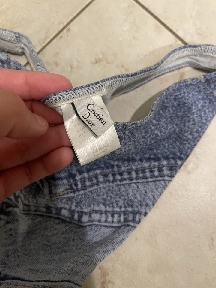 Vintage 2000s John Galliano Dior Denim Print Bikini Set - Image 3 of 4