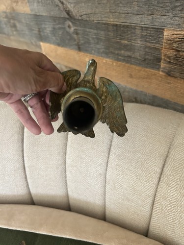 Antique Cast Bronze Eagle Flagpole Topper American Flag Late 19th - Early 20th C - Picture 5 of 8
