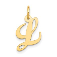 14K Yellow Gold Small Fancy Script Letter L Initial Charm Pendant