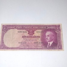 Turkey 1 Lira 1942 - 1930 law Circulated bank note Turkiye bankasi Bir lirashi
