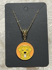 Adorable Dog Puppy Gold Enamel Bohemian Fashion Fun Necklace 18  