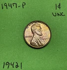 1947-P Lincoln Wheat Cent / Penny 1c Uncirculated Toning