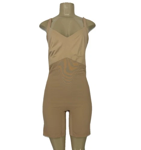 HONEYLOVE XL Women  Sand SuperPower Mid Thigh Bodysuit Shapewear  1-1