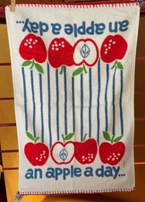 Vintage Dishman Kuchenny ręcznik do herbaty jabłko dziennie bawełna jabłka ozdobione