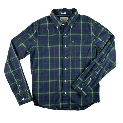 Abercrombie & Fitch Shirt Mens Large Plaid Long Sleeve Button Down Muscle Logo