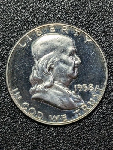 1958 DCAM! PROOF  Silver Franklin Half Dollar 50C Old Glory C&C Daily 1c Auction