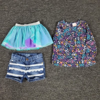 Girls Clothing Lot 2T Cat Jack Shorts Disney Princess Tutu & Jumping Beans Shirt