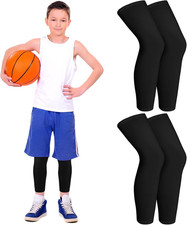 2 Pairs Kids Long Compression Leg Sleeves Long Knee Sleeves UV Protection for Bo