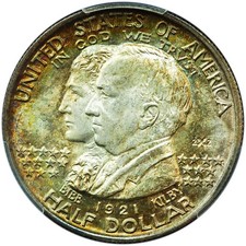 1921 Alabama 2×2 Commemorative Half Dollar MS66 PCGS – Great Toning