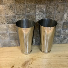 Vtg. Anchor Products Stainless Steel Malt Milkshake Mixer Cups Pair Commercial