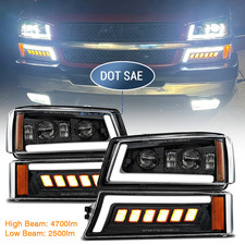 Full Led Projector Drl Headlight For 2003-2007 Chevy Silverado 1500 2500 3500