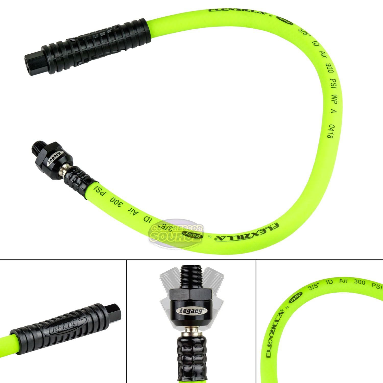 Flexzilla 3/8" x 2' FT Air Hose Whip With Ball Swivel 1/4" N