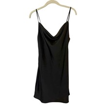 URBAN OUTFITTERS Women's Black Cowl Neck Satin Mini Dress Size Small