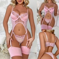 Reggiseno donna sexy lingerie pizzo babydoll perizoma set pigiama intimo da notte