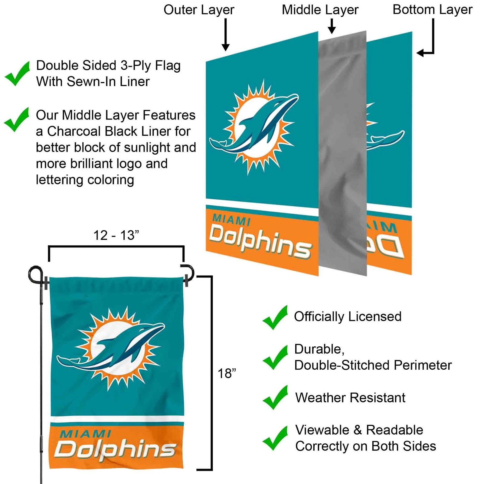 Miami Dolphins Garden Flag and Yard Banner