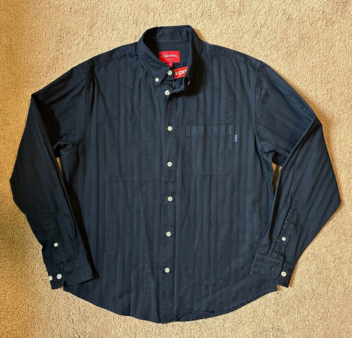 Supreme Long Sleeve Striped Casual Button-Down Shirts for Men for