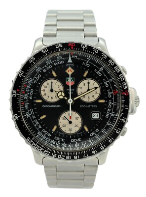 Tag Heuer 42mm Men's Black Pilot 200M Stainless Steel Chrono Watch