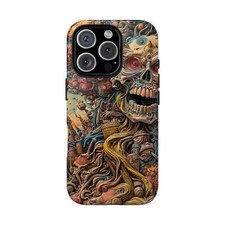 For iPhone / Galaxy / Pixel   Skull Trippy Acid Horror Phone Case