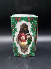 VTG Old World Christmas Hand Blown Glass Mr  Mrs Snowman Ornament