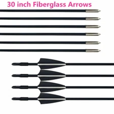 30'' OD 6mm Fiberglass Shaft Feathers Arrows Archery Spine 800 For Compound Bow