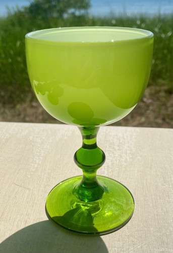 MCM Carlo Moretti Murano Lime Green Case Glass Cordial Goblets Set 6 - Stunning! - Picture 3 of 8