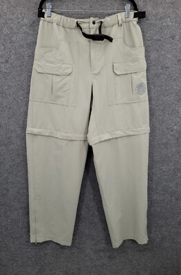 Tatoo Nylon Hiking Cargo Pants Mens 32x35 Convertible Pockets Beige Logo