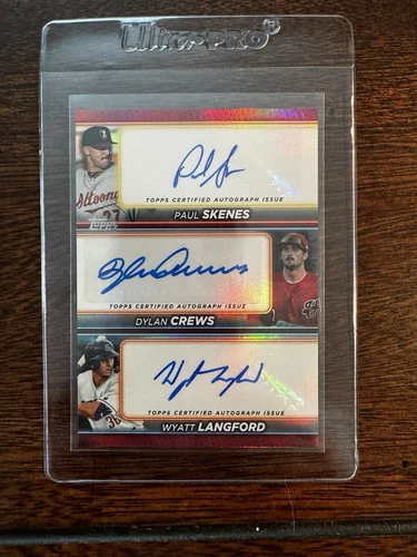 2024 Topps Debut Paul Skenes Dylan Crews Wyatt Langford Triple Auto 1/10 Bookend - Picture 1 of 2