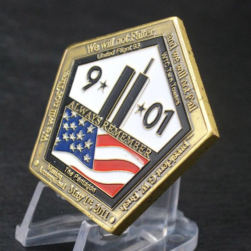 100 PCS Forget Pentagon Baking Paint Challenge Coin 9/11 Never Plated Gold - Picture 2 of 7
