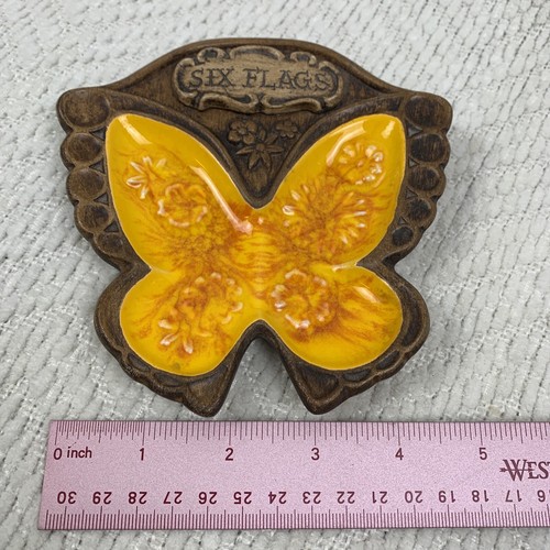 Vintage Six Flags Ashtray Treasure Craft Butterfly USA Amusement Park orange - Picture 14 of 16