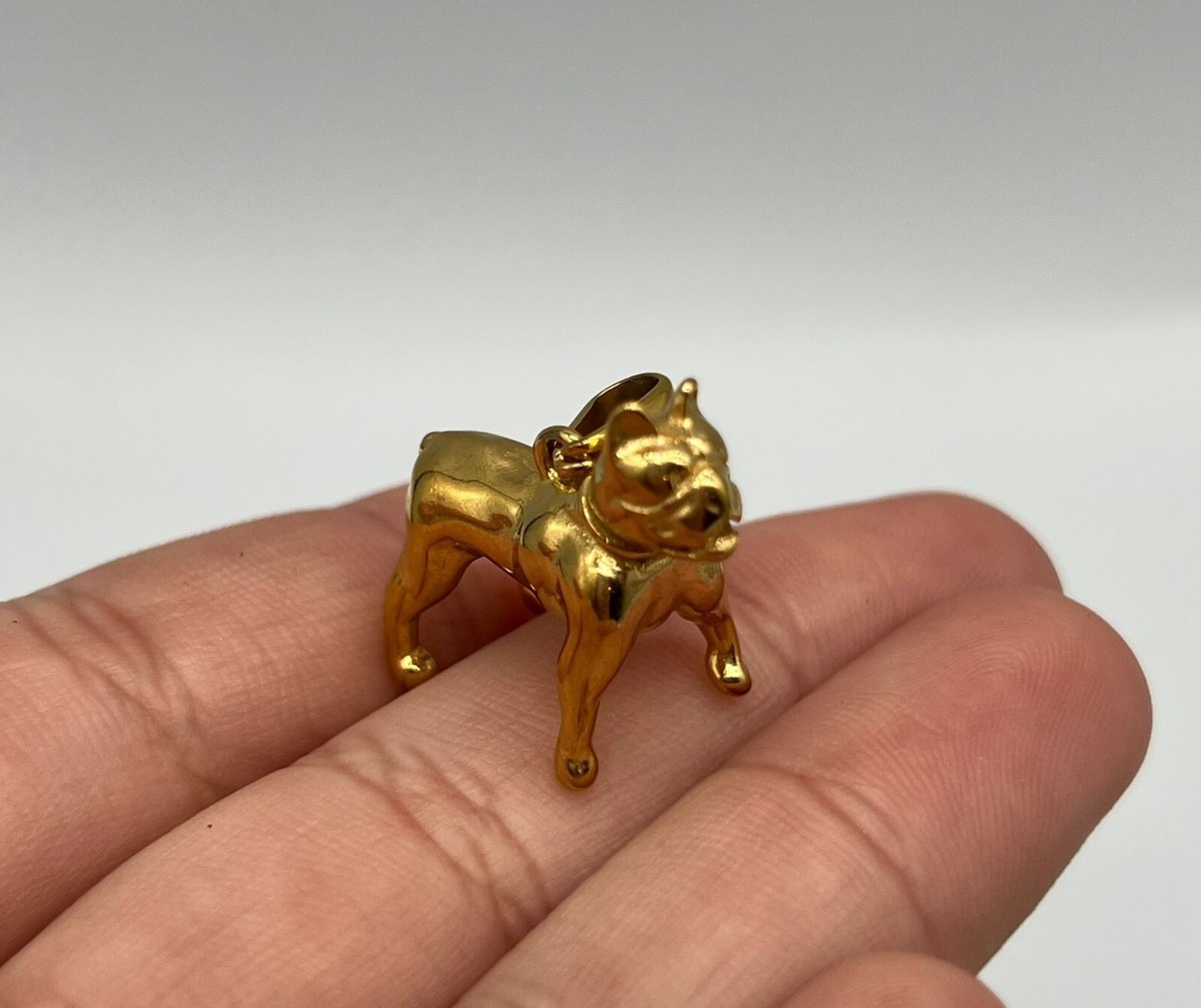 Small Stainless Steel IP Gold French Bulldog Solid Animal Pendant