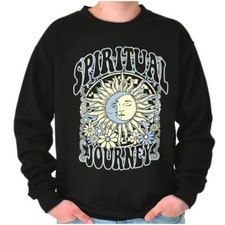 Celestial Sun Moon face Spiritual Journey Womens or Mens Crewneck Sweatshirt