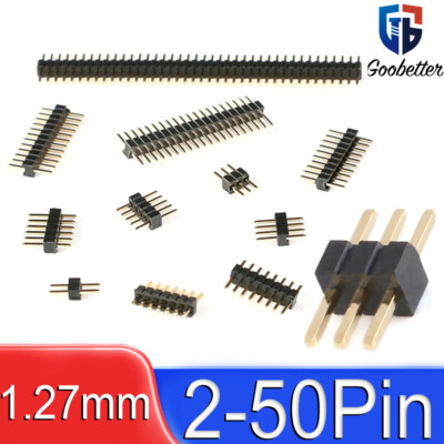 2-50Pin Pin Header Single Row Male 1.27mm Breakable Connector Strip Socket PCB