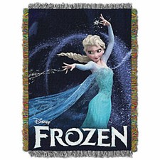 Disney Frozen Queen of Ice Throw Blanket 48"x60" Elsa Anna Olaf Woven Tapestry