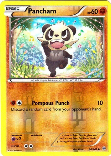 Pancham 86/162 Breakthrough Reverse Holo Common Heavy Play Pokemon DNA GAMES