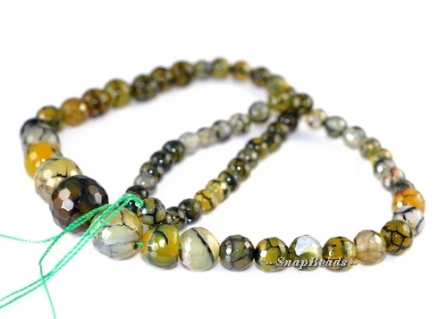 PIEDRA PRECIOSA CIPRÉS ÁGATA AMARILLO AHUMADO GRADADO FACETA REDONDA 14MM-6MM CUENTAS 17 pulgadas - Imagen 4 de 4