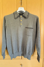 PRE OWNED VERSACE CLASSIC V2 GRAY WOOL BUTTON SWEATER LONG SLEEVE M