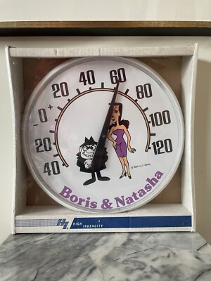 Vintage Outdoor Thermometer Rare Boris & Natasha Rocky Bullwinkle NOS sealed 80s