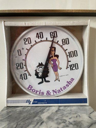 Vintage Outdoor Thermometer Rare Boris & Natasha Rocky Bullwinkle NOS sealed 80s