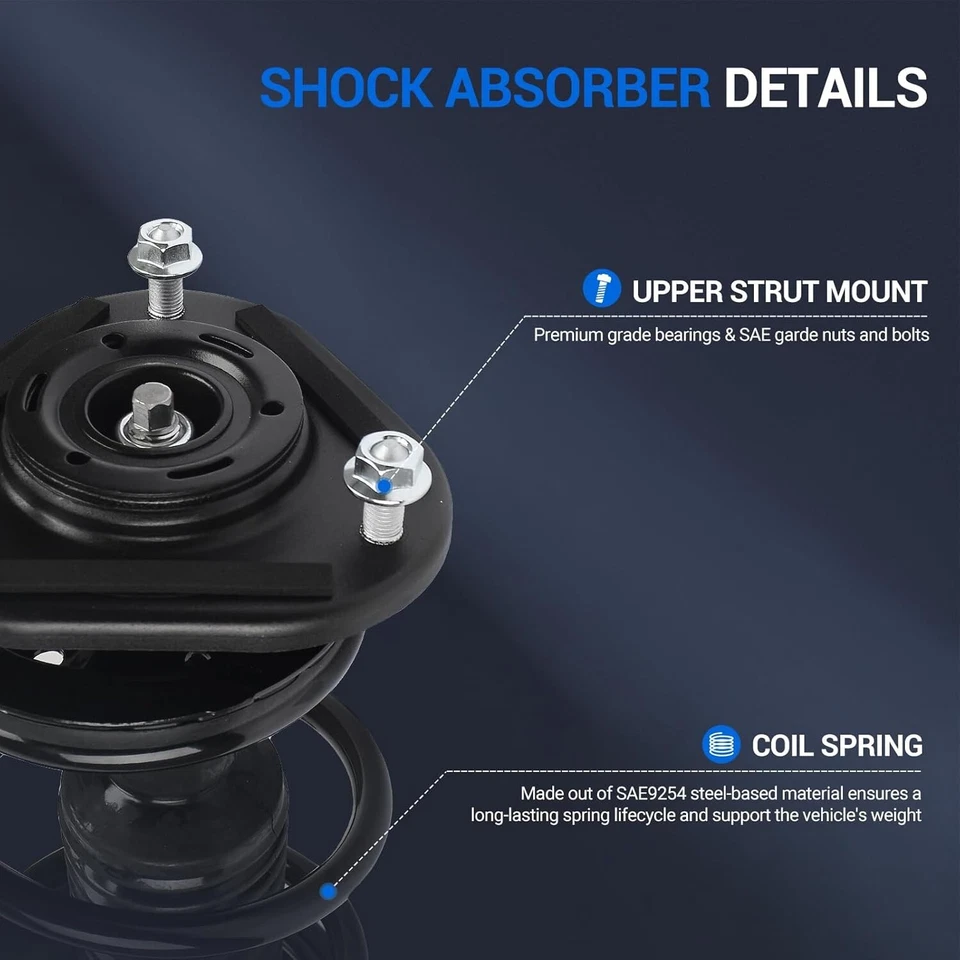 2pcs Front Complete Struts w/Coil Springs For 2005-2010 Toyota Sienna FWD 7 Seat Foto 2 de 4