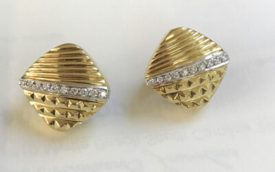 NICE 18K GOLD / PLATINUM EARRINGS BY RUDOLF FRIEDMANN NY ANF