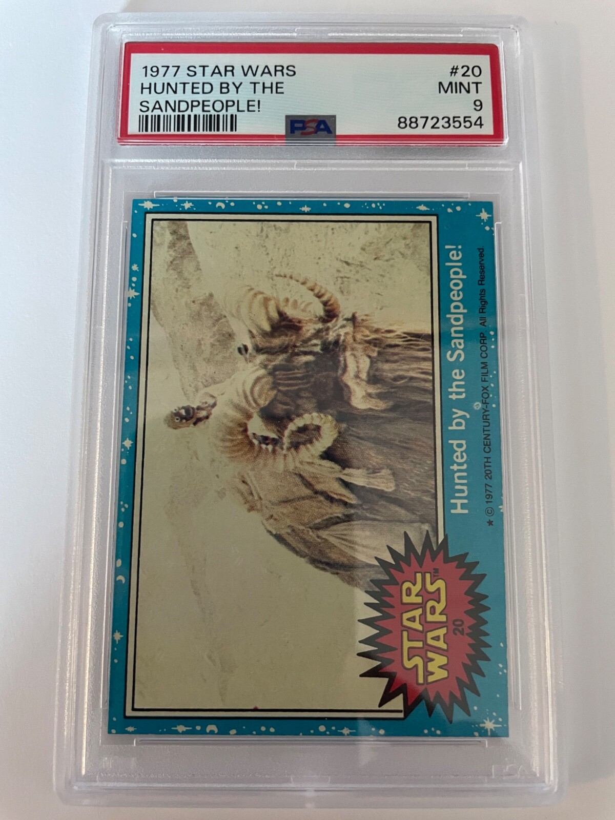 1977 Topps Star Wars #20 Hunted By The Sandpeople! 1st Blue Series PSA 9 MINT