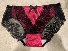 Satin Silky Lace Panties    Rose Red       