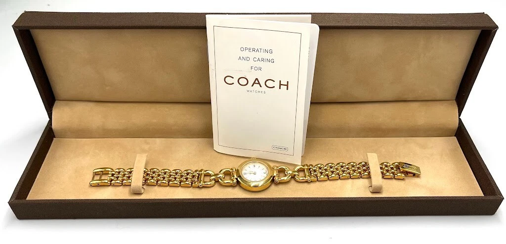 Raro orologio Coach Swiss Made quarzo tono oro vestito 3 ATM 5.142.535 W006