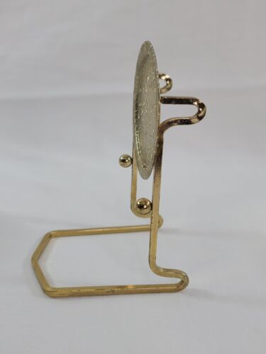 Vintage Tea Cup & Saucer Brass Etched Base Display Holder Floral Motif - Picture 4 of 7