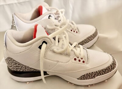 Nike Air Jordan Golf Retro 3 G Shoes White Cement Mens's SZ 9