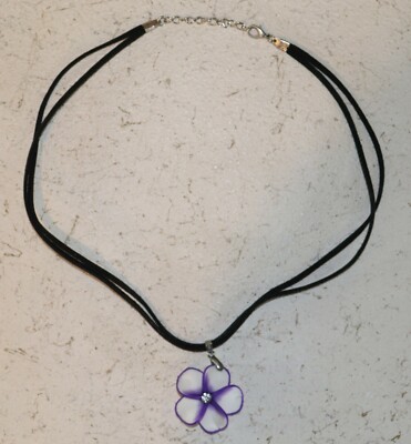 HAWAIIAN ISLAND SURF BEACH CHOKER NECKLACE DOUBLE STRING LEATHER WITH PLUMERIA