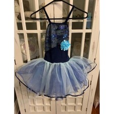 Curtain Call Costumes girls tutu, blue sequins, size CME 6-7 , Halloween