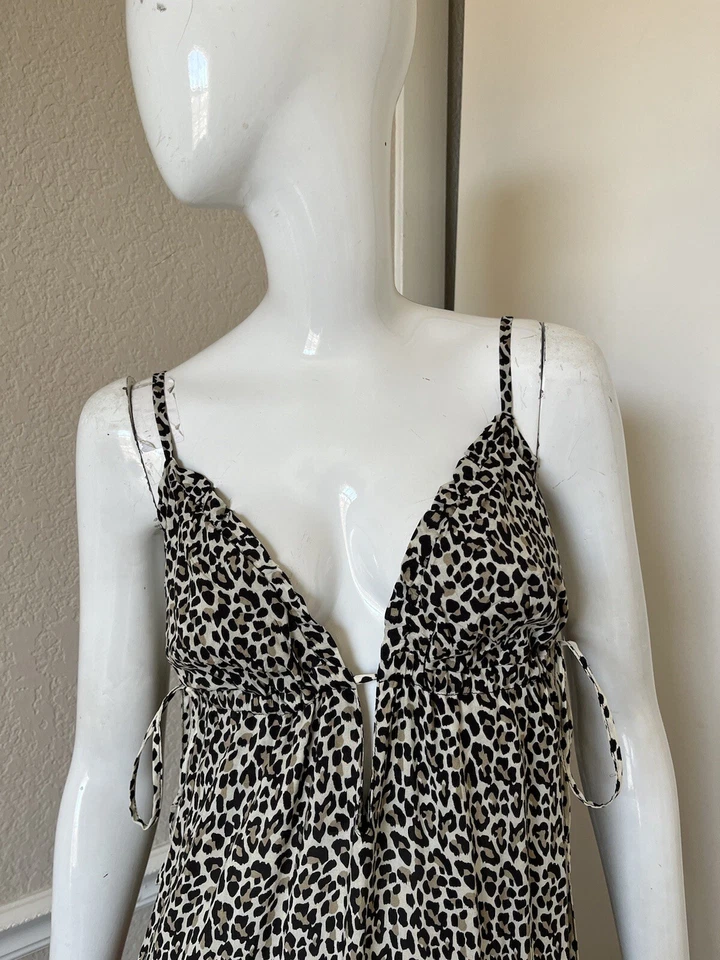 MAAJI ¡NUEVO! Maxi Vestido Estampado Animal Viscosa PHOEBE Corbata Lateral Cintura Imperio Talla S NUEVO Foto 2 de 4